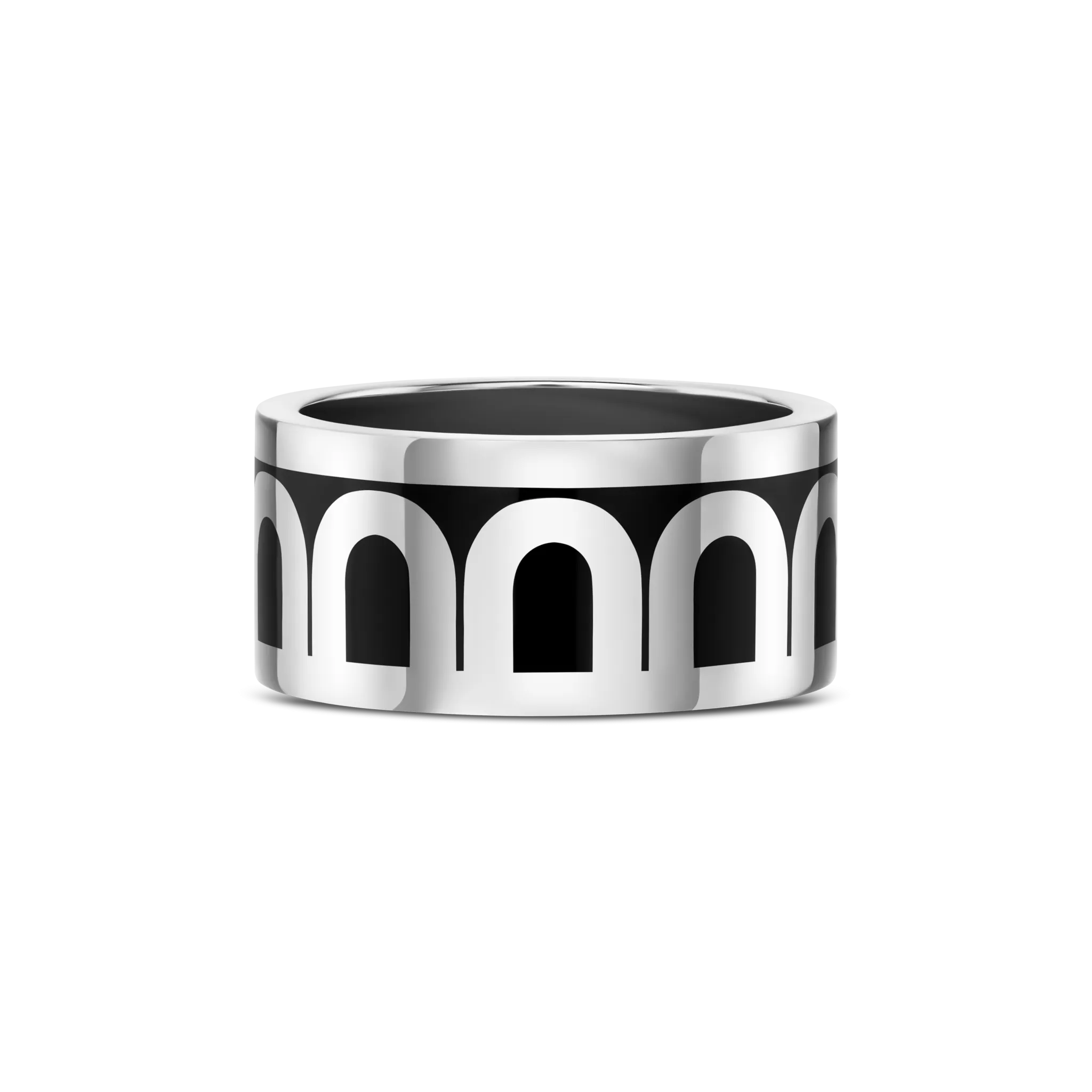 L'Arc de DAVIDOR Ring GM, 18k White Gold with Caviar Lacquered Ceramic