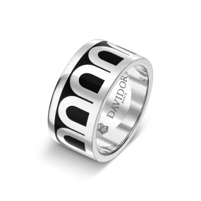 L'Arc de DAVIDOR Ring GM, 18k White Gold with Caviar Lacquered Ceramic