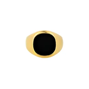 Large Black Onyx Signet Ring - Gold