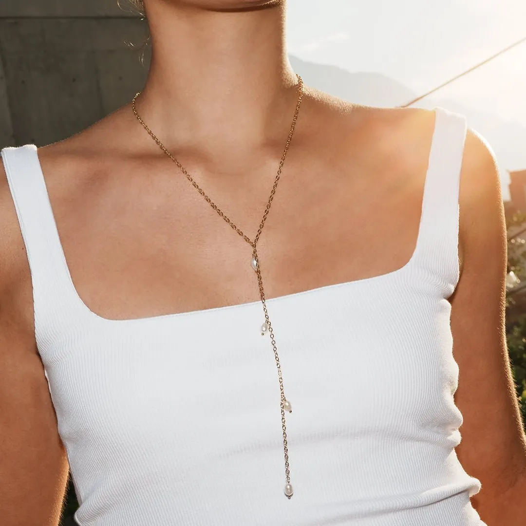 LARIAT TRI PEARL NECKLACE