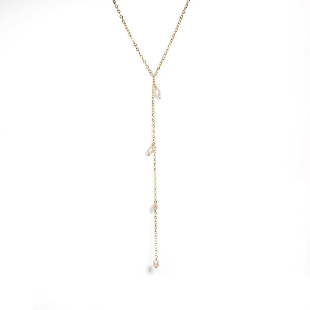 LARIAT TRI PEARL NECKLACE