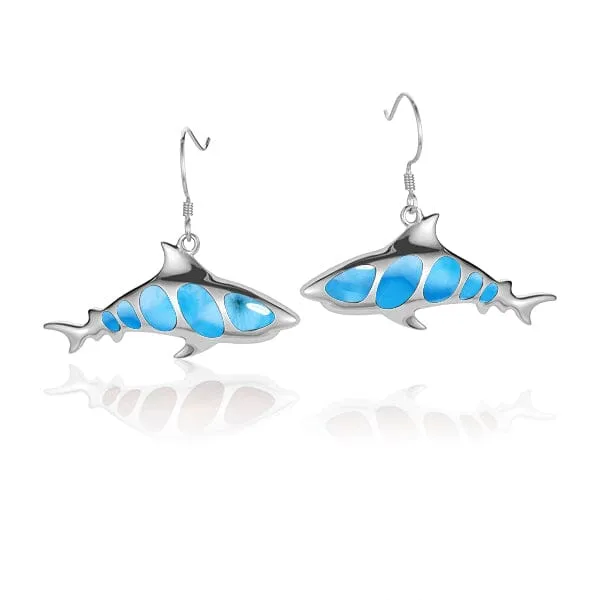 Larimar Shark Earrings