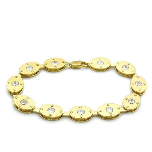 LO2018 Matte Gold & Gold Brass Bracelet with AAA Grade CZ in Clear