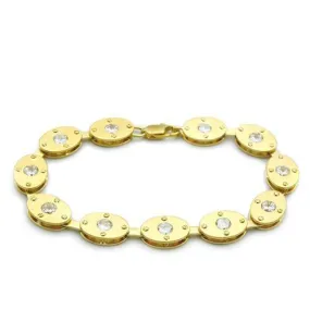 LO2018 Matte Gold & Gold Brass Bracelet with AAA Grade CZ in Clear