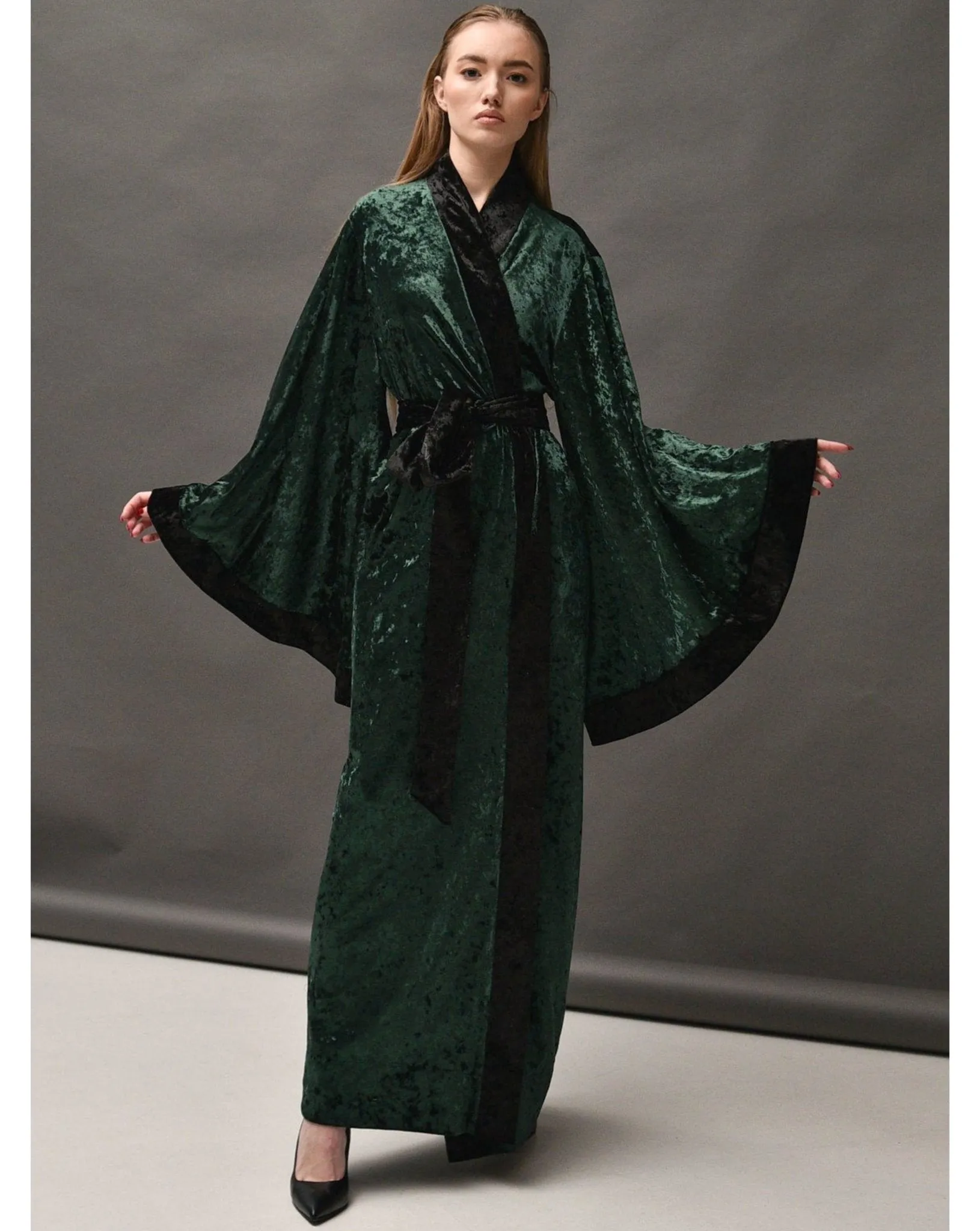 Long Crushed Velvet Kimono