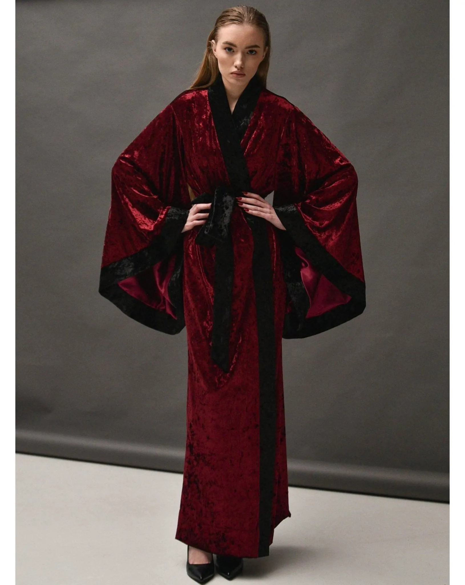 Long Crushed Velvet Kimono