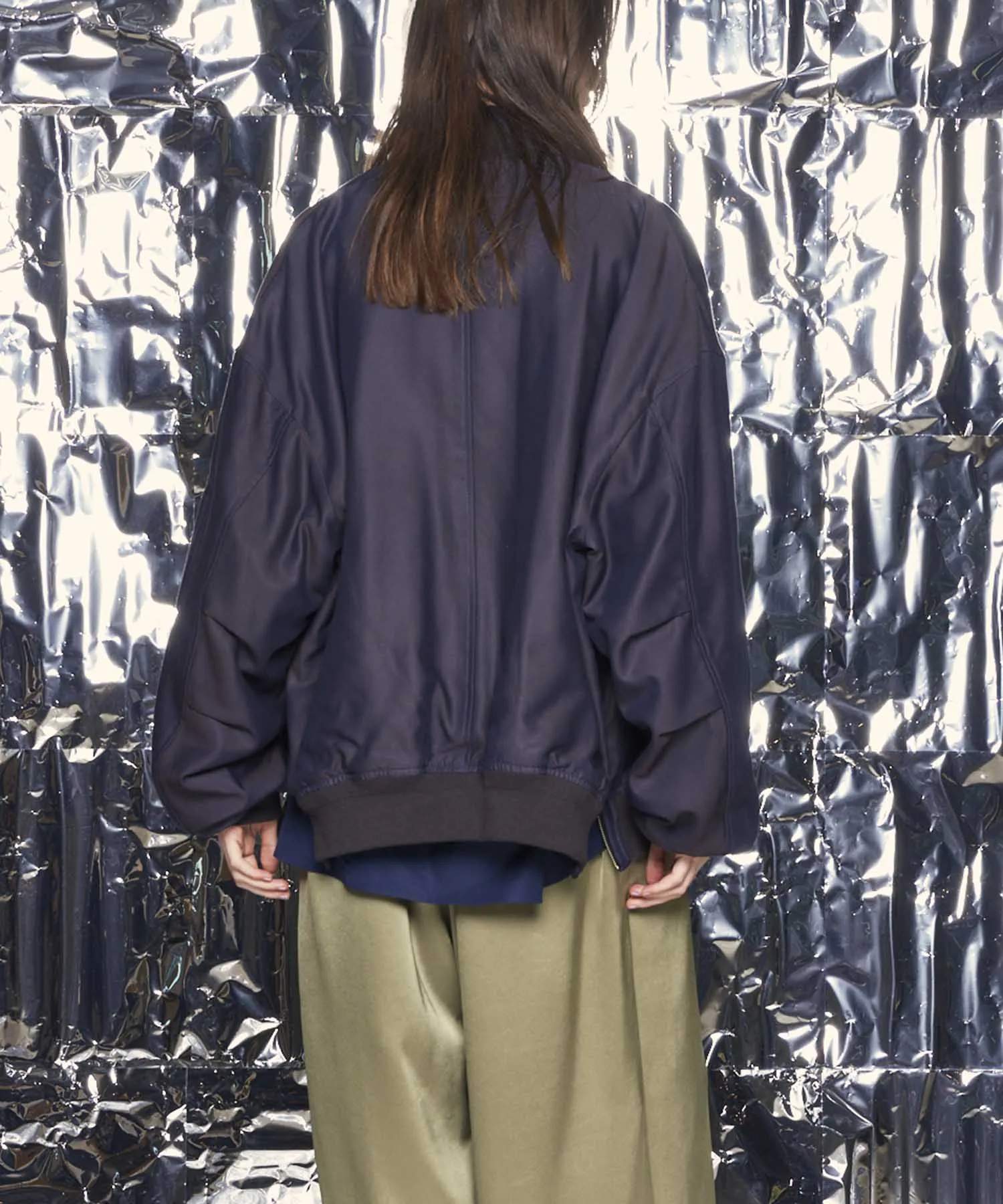 Lyocell Twill Chambray Prime-Over MA-1 Bomber Jacket