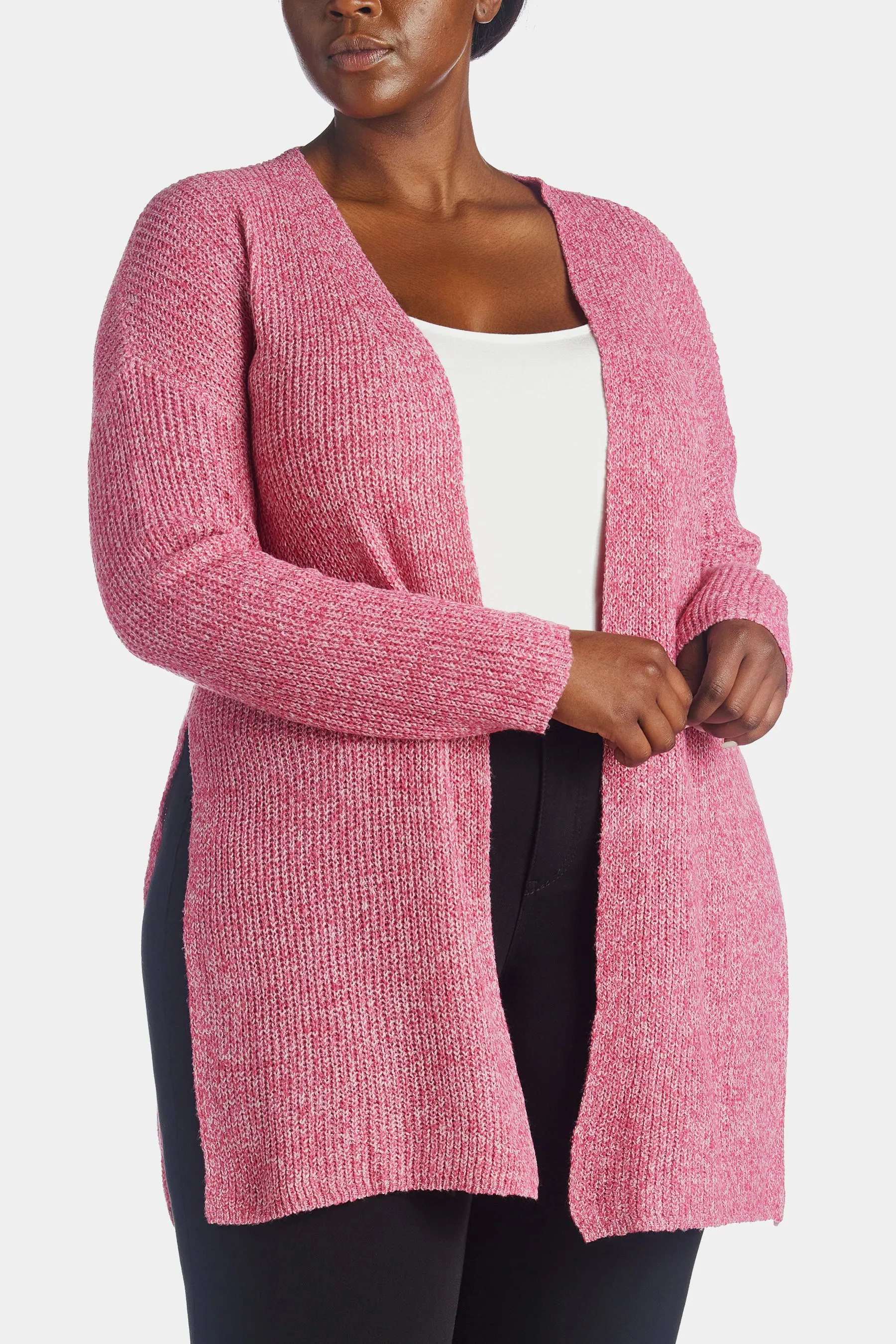 Marled Knit High Slit Cardigan