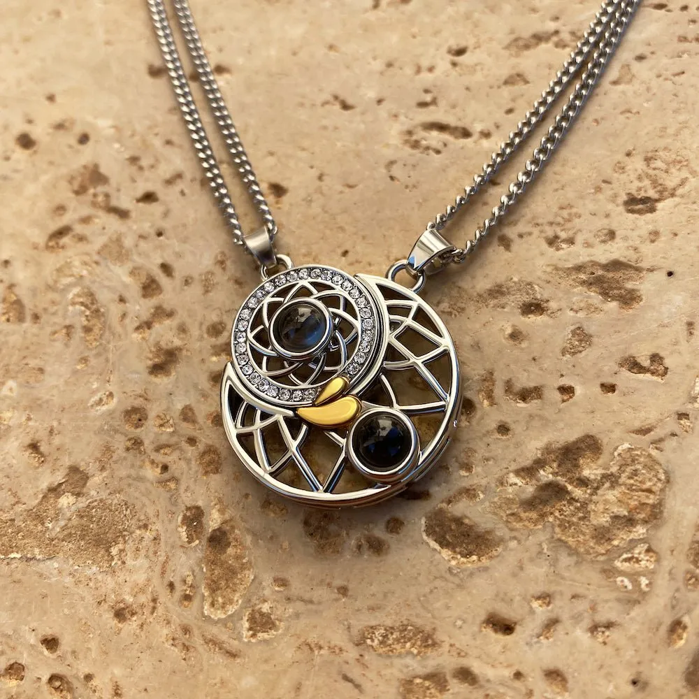 Matching Sun & Moon Necklaces with Secret Projection