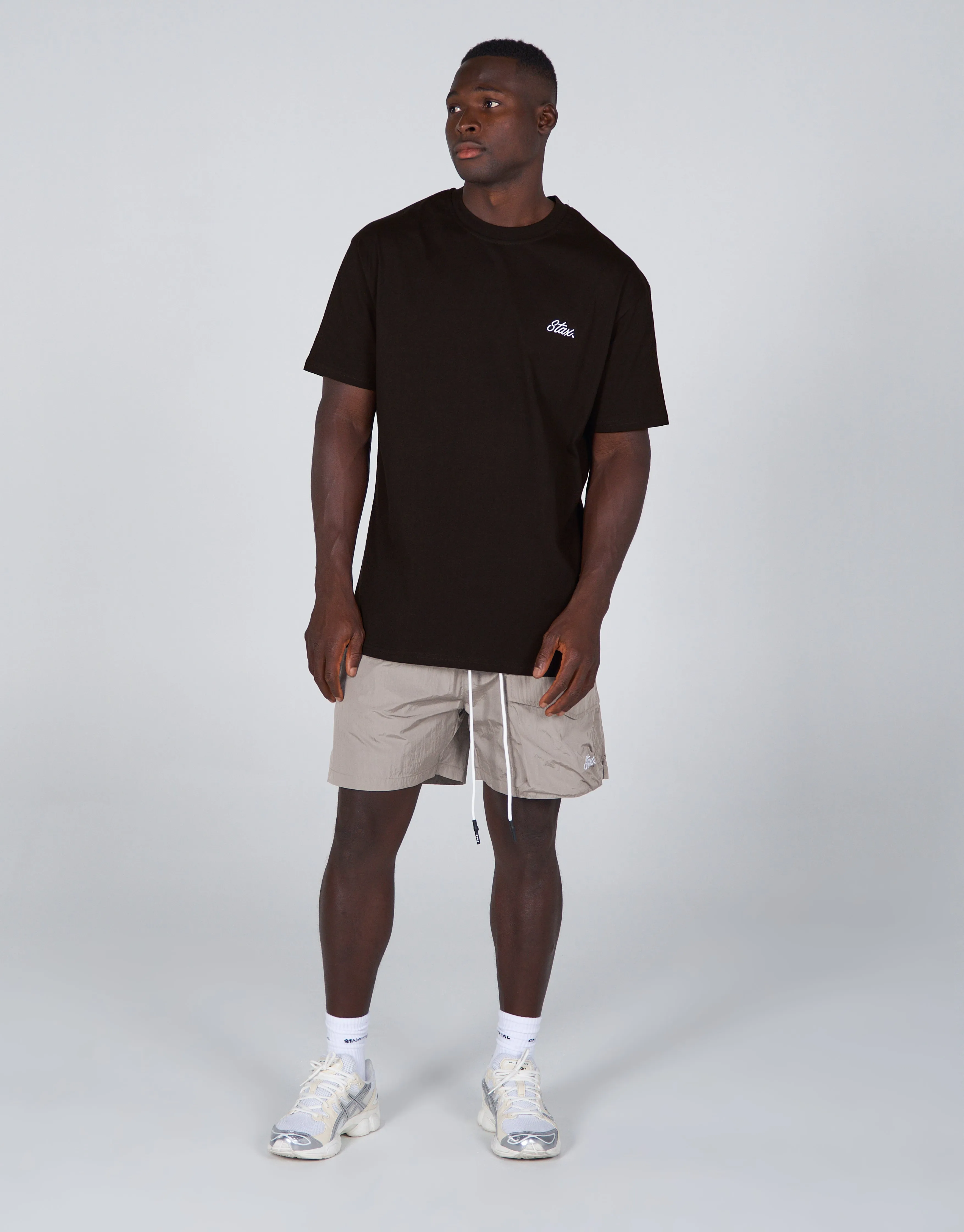 Mens Cursive Nylon Shorts - Isako (Grey)