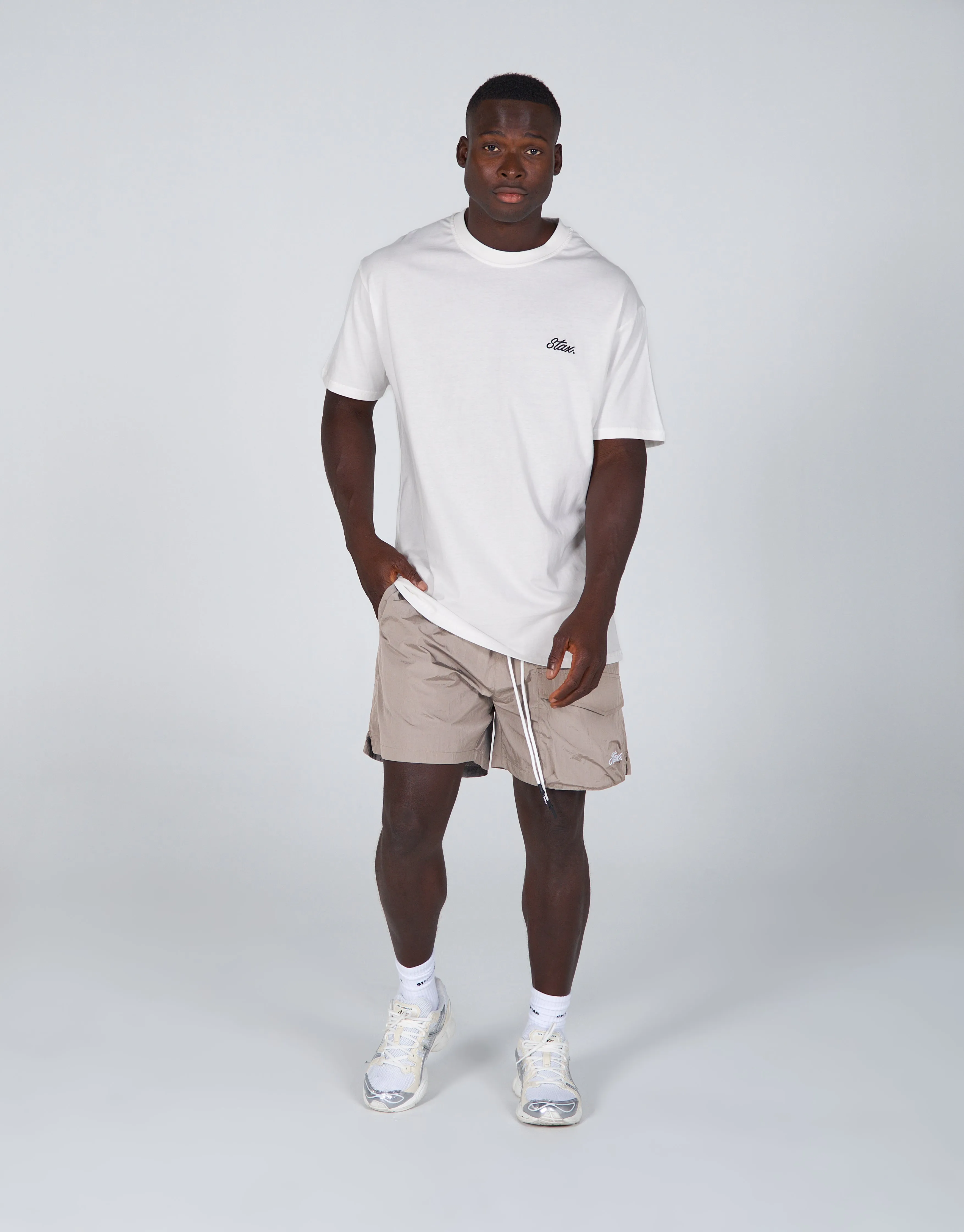 Mens Cursive Nylon Shorts - Isako (Grey)