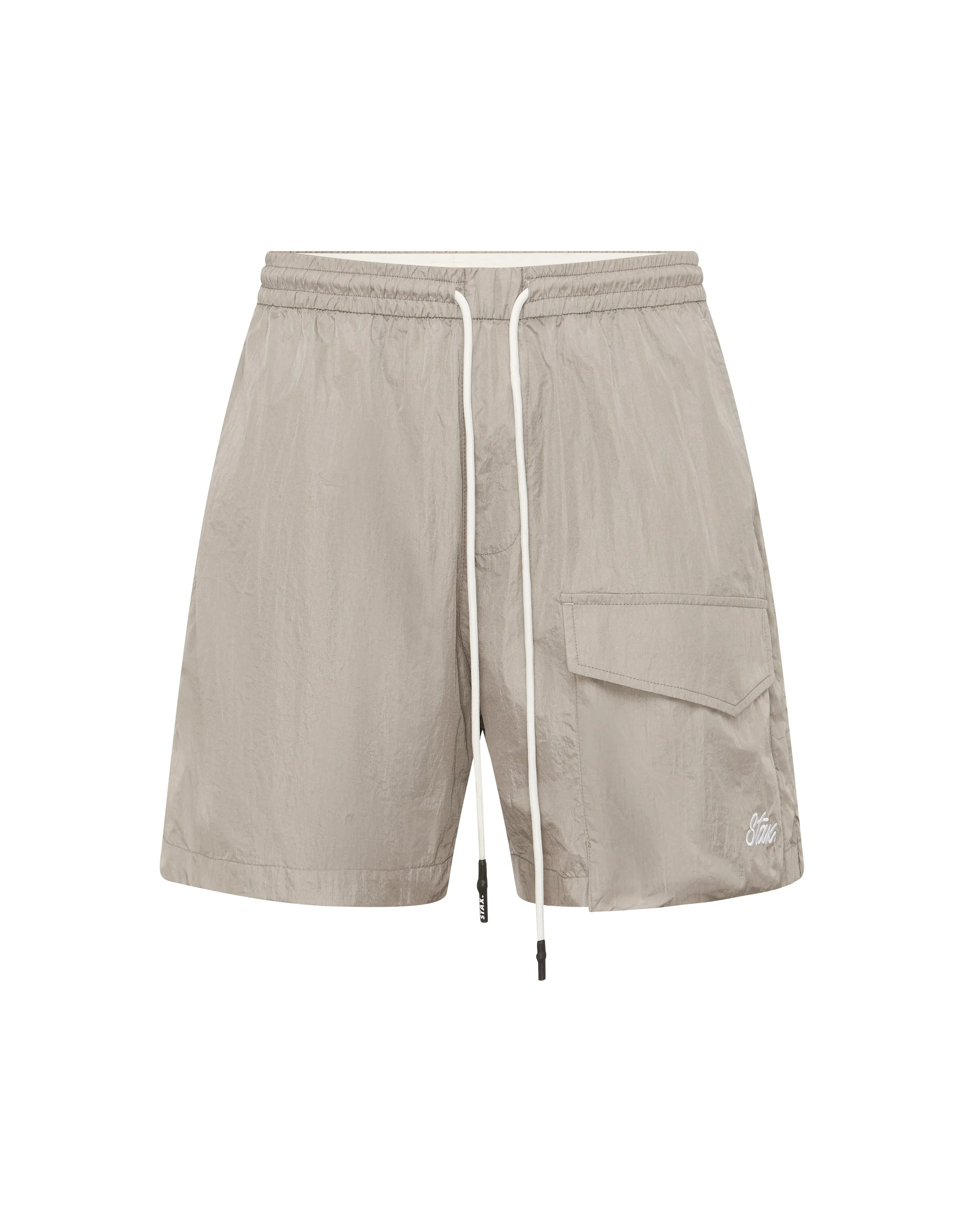 Mens Cursive Nylon Shorts - Isako (Grey)