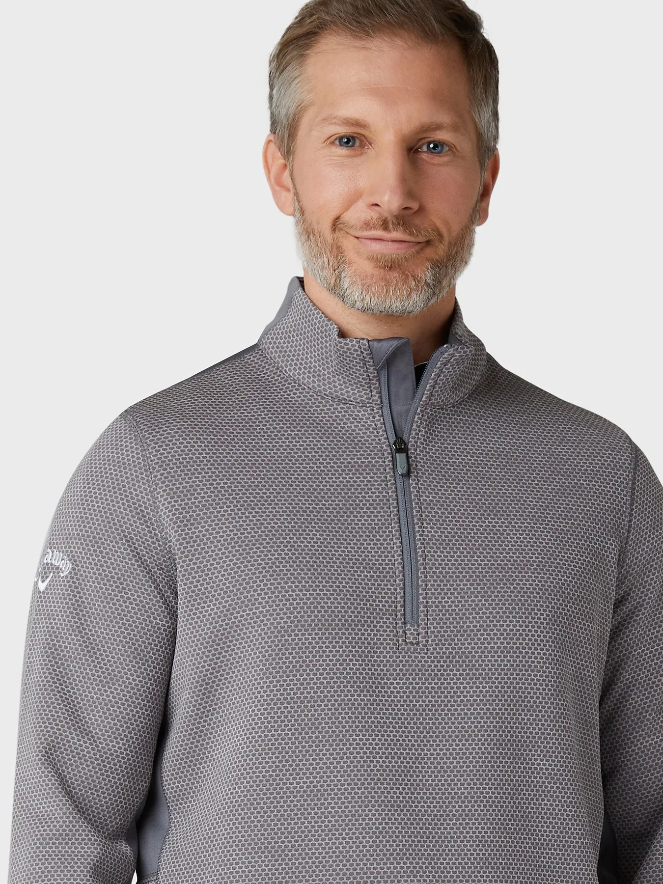 Men's Eco Hex Textured Midweight 1/2" Zip Pullover In Medium Grey Heather