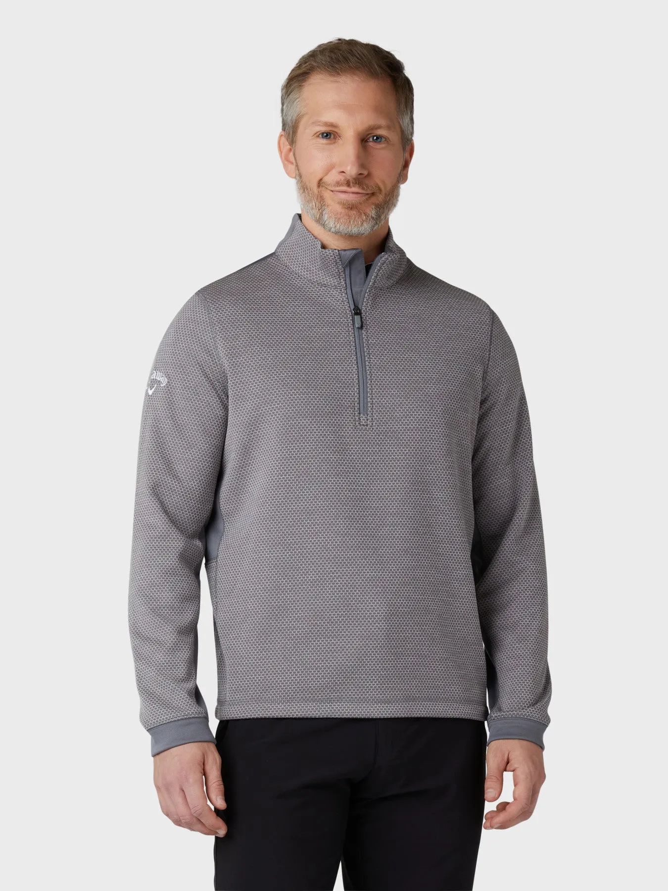 Men's Eco Hex Textured Midweight 1/2" Zip Pullover In Medium Grey Heather