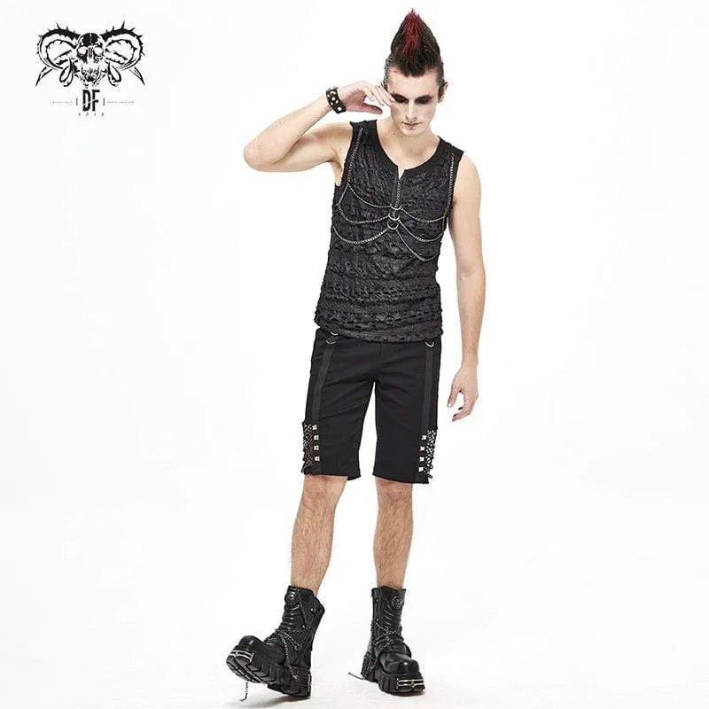 Men's Gothic Punk Chain Ruffles Tank Tops