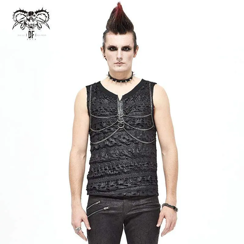 Men's Gothic Punk Chain Ruffles Tank Tops