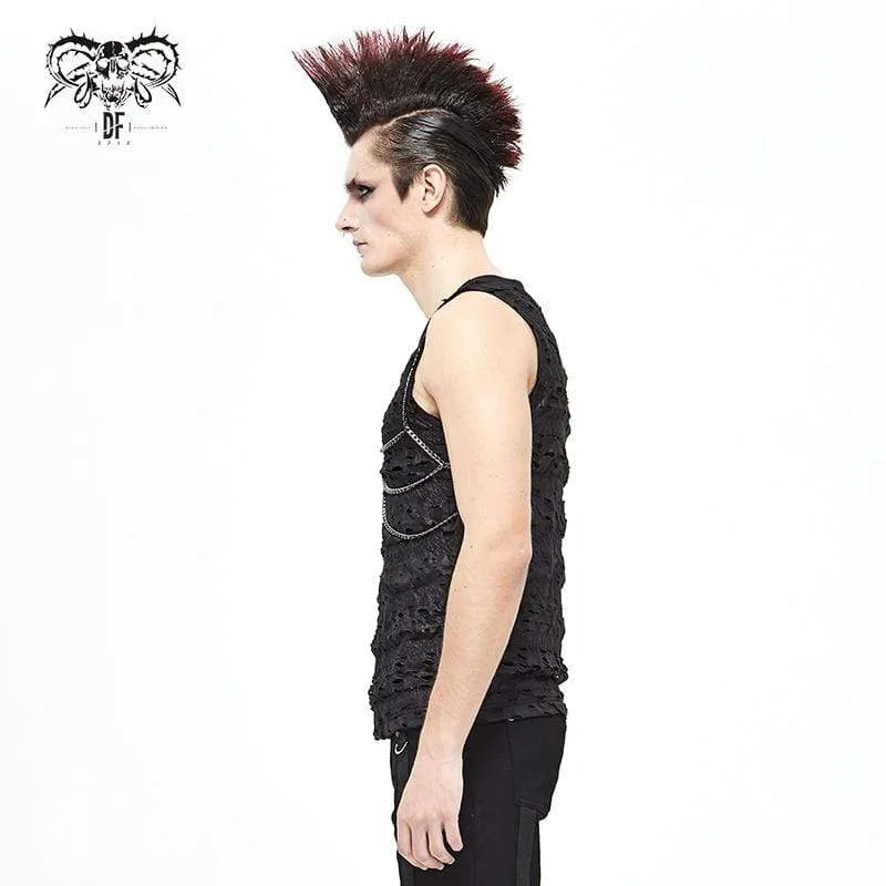 Men's Gothic Punk Chain Ruffles Tank Tops