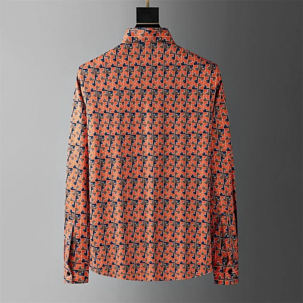 Men's Luxury Letter Print Shirt | Versatile Long-Sleeve Casual Office Wear