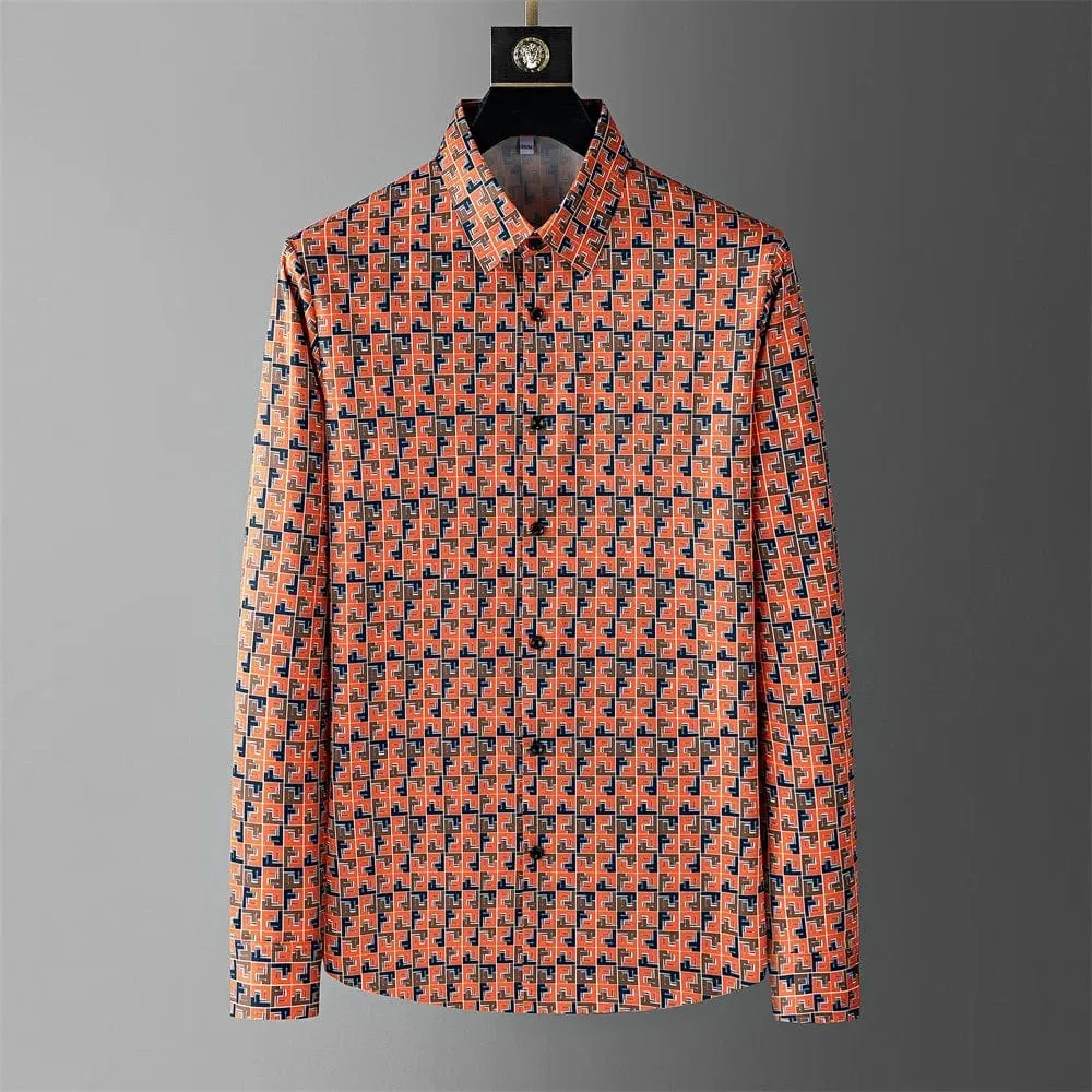 Men's Luxury Letter Print Shirt | Versatile Long-Sleeve Casual Office Wear