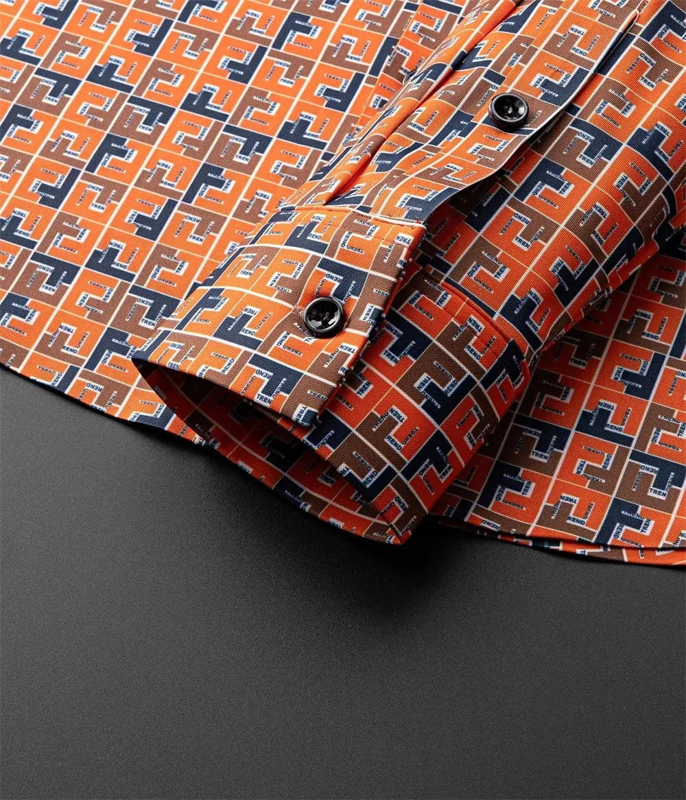 Men's Luxury Letter Print Shirt | Versatile Long-Sleeve Casual Office Wear