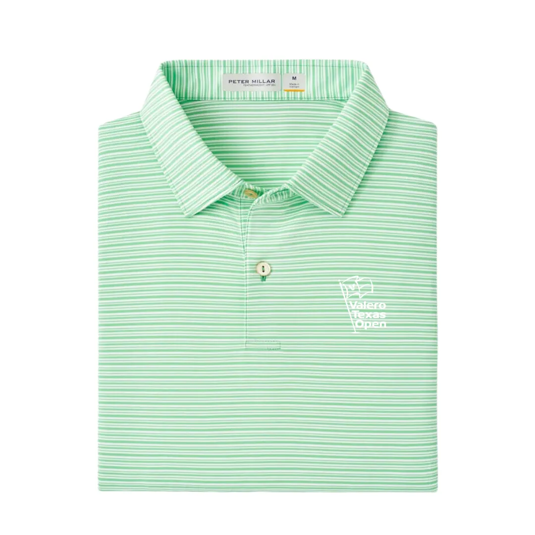 Men's Peter Millar Featherweight Performance Green Payne Stripe Polo