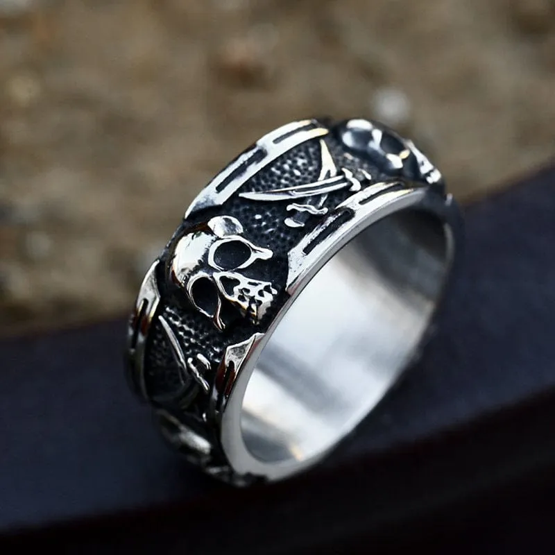 Men's Punk Double Scythe Skull Ring