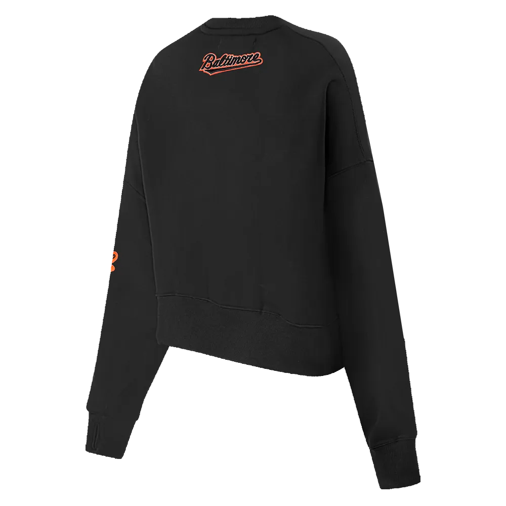 MLB BALTIMORE ORIOLES CLASSIC WOMEN'S FLC CREWNECK (BLACK)