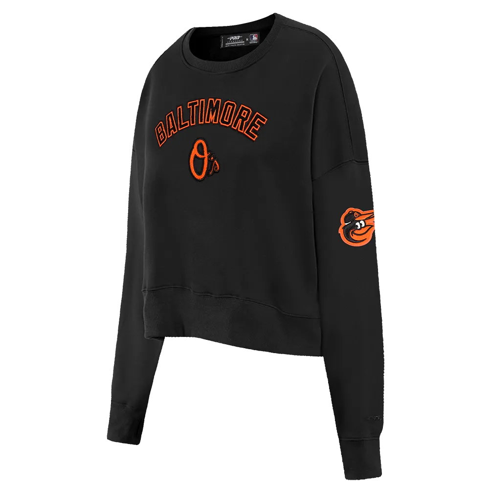 MLB BALTIMORE ORIOLES CLASSIC WOMEN'S FLC CREWNECK (BLACK)