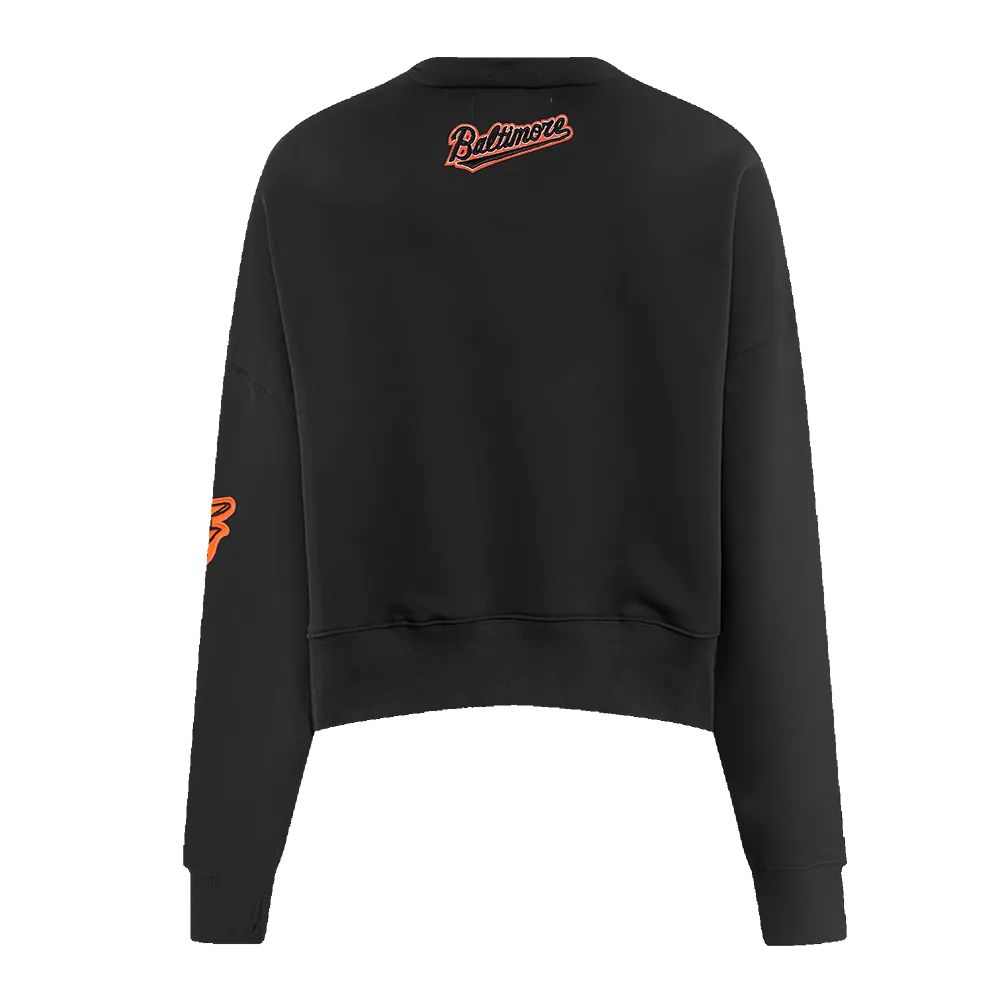 MLB BALTIMORE ORIOLES CLASSIC WOMEN'S FLC CREWNECK (BLACK)