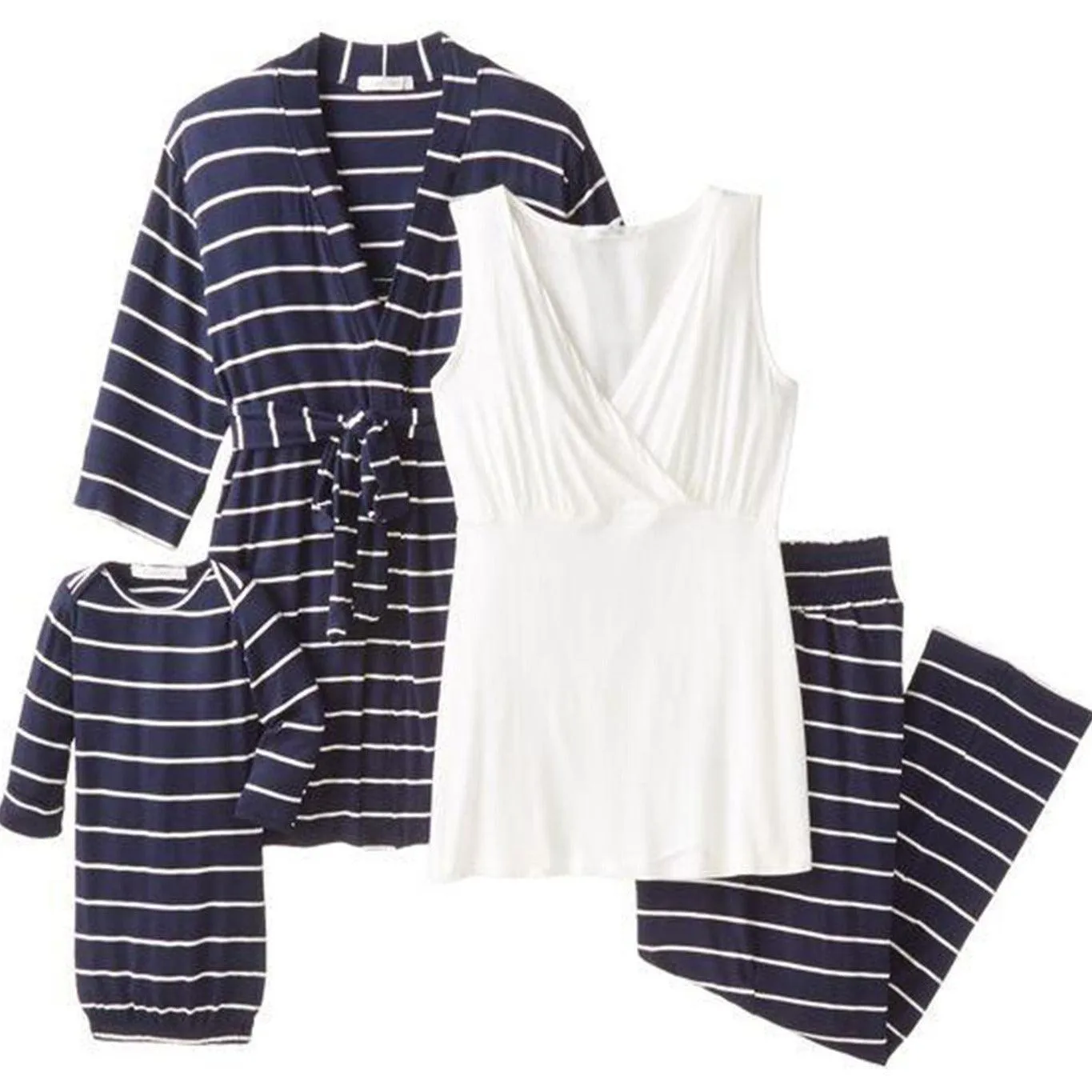 Navy Stripe | Mommy Pajamas & Baby Set