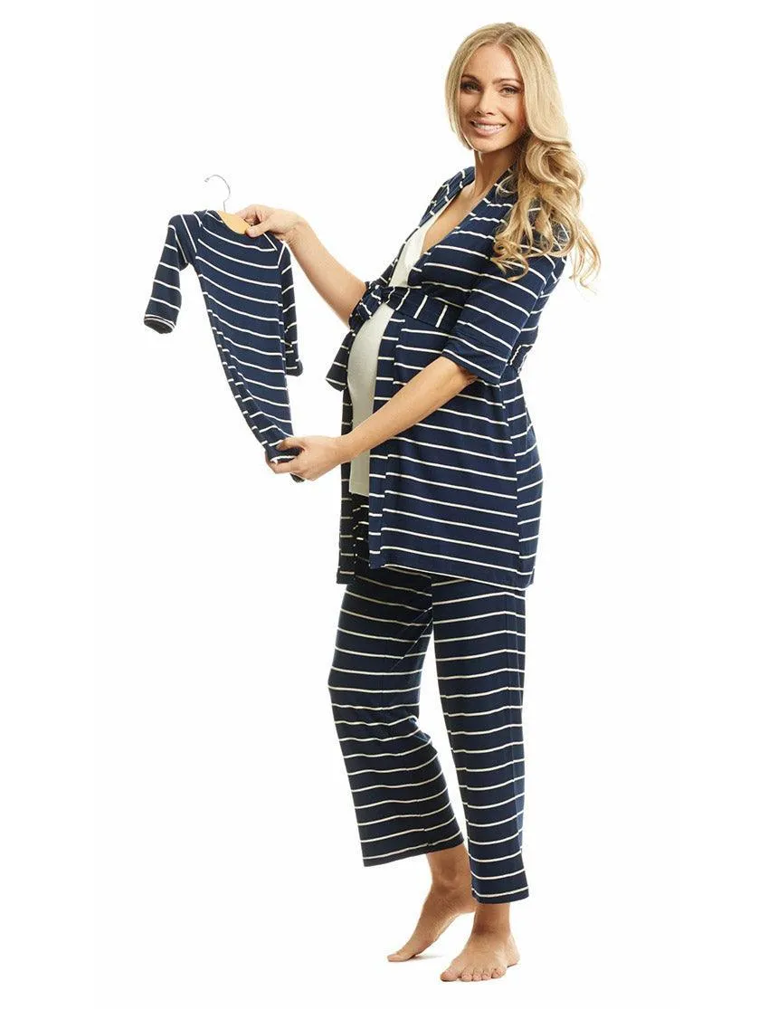 Navy Stripe | Mommy Pajamas & Baby Set