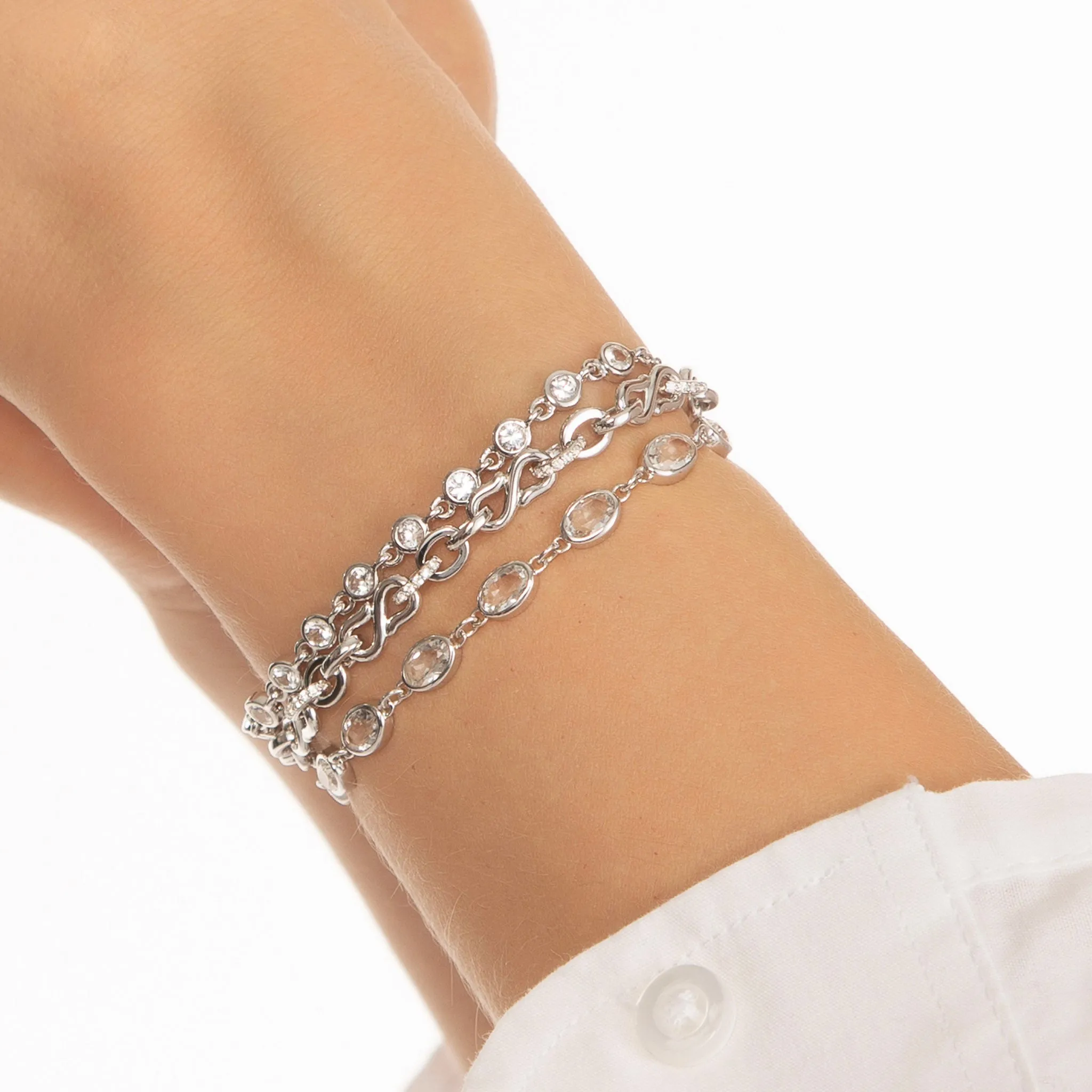 Oval Bezel Set Rock Crystal Tennis Bracelet