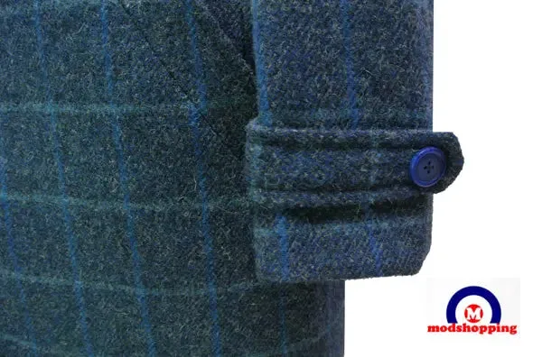 Overcoat | Blue Windowpane Check Long Coat