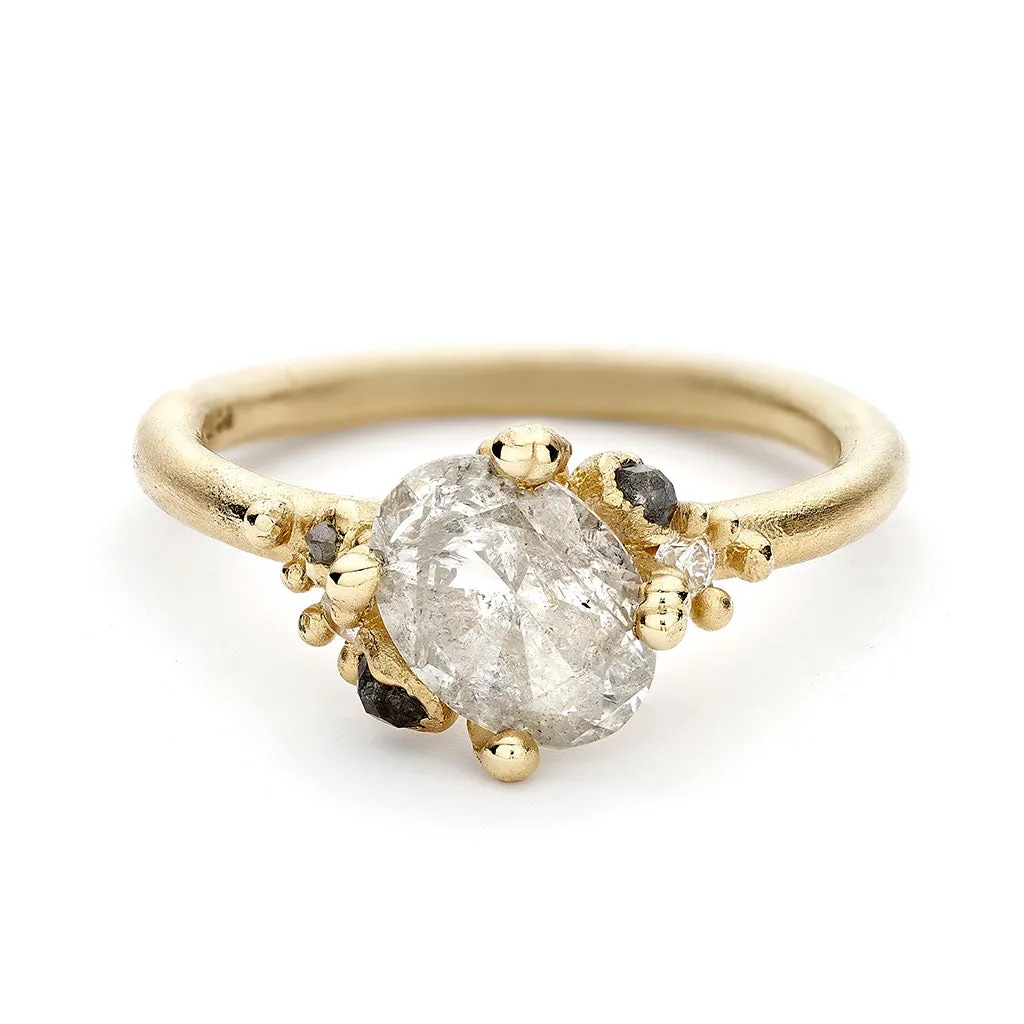 Pale Grey Diamond Cluster Ring