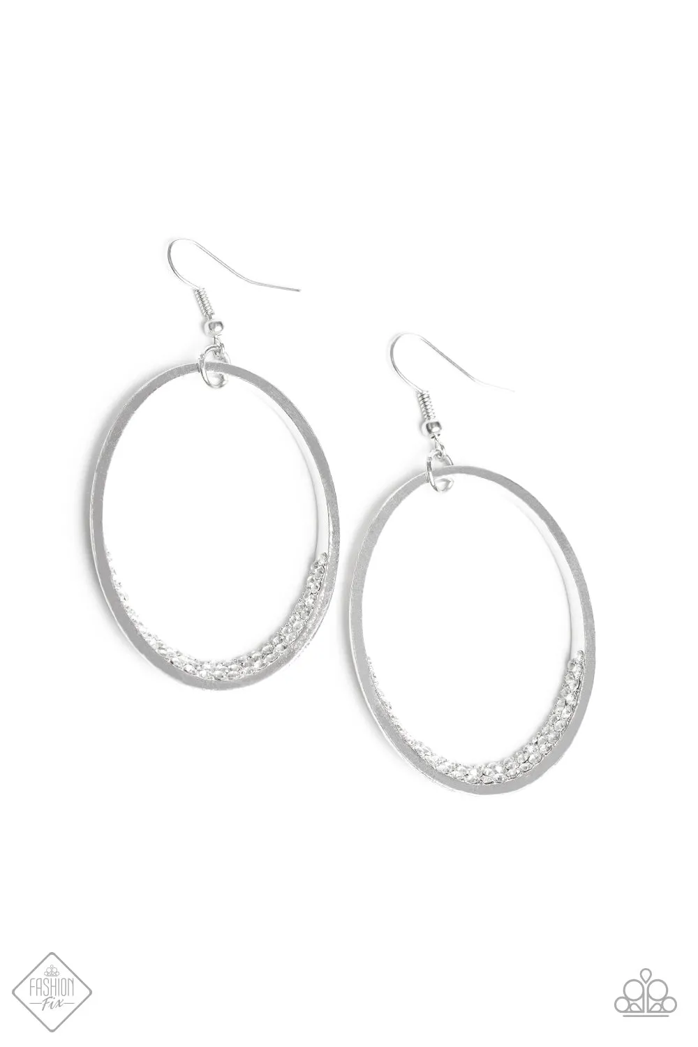 Paparazzi Accessories  - Must Love Sparkle Fashion Fix White Earring August 2019