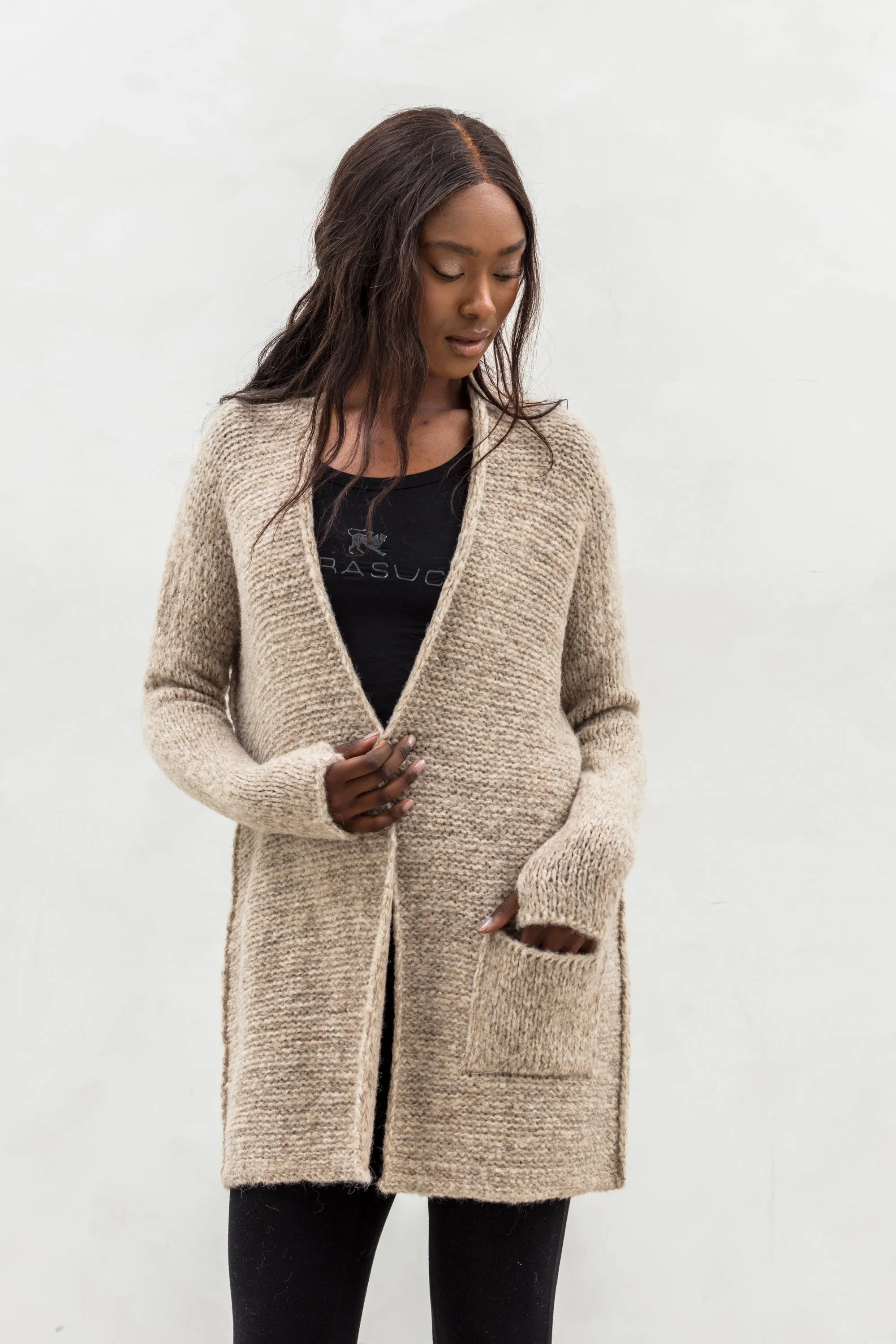 Peruvian Alpaca wool knit cardigan .