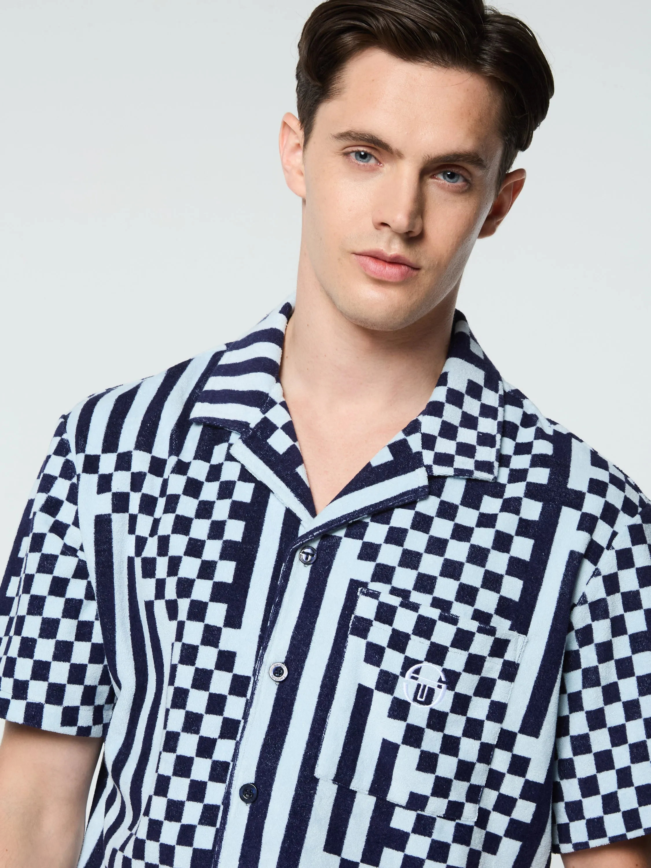 Piastrella Terry Cabana Shirt- Maritime Blue