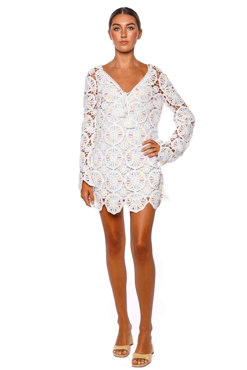 Poemes Garden Petals Lace Mini Dress