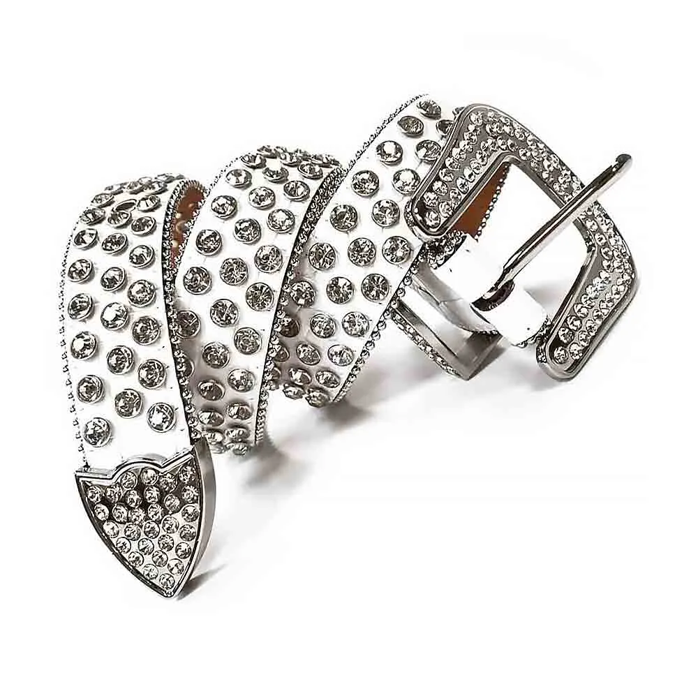 Premium White Strap With Diamond Crystal Studded Rhinestone Belt