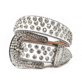 Premium White Strap With Diamond Crystal Studded Rhinestone Belt