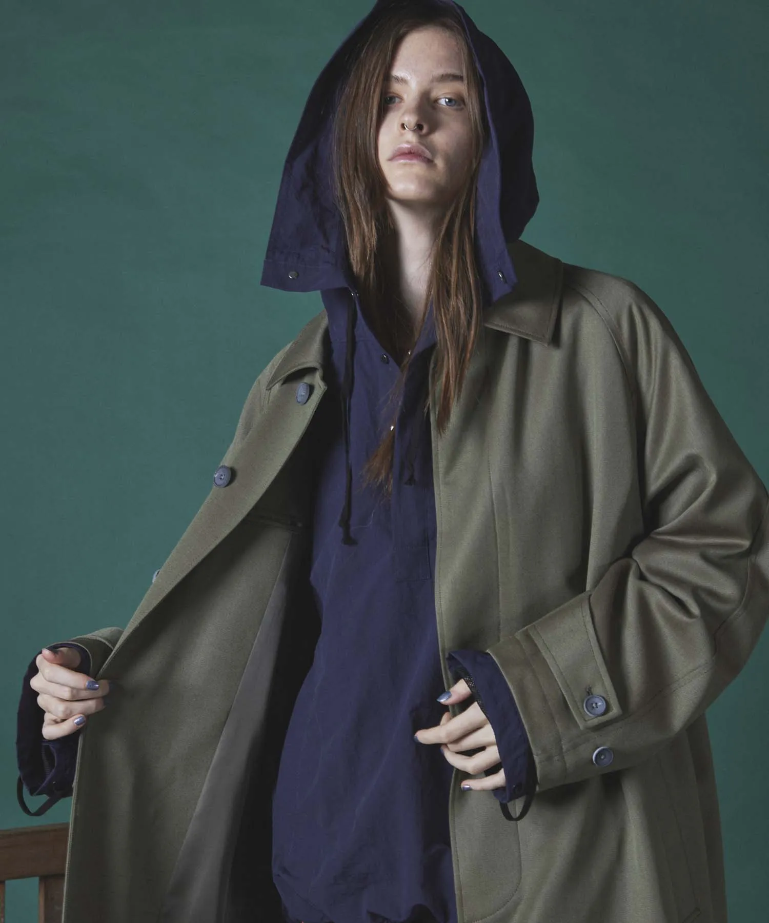 Prime-Over Wool Chambray Balmachan Coat