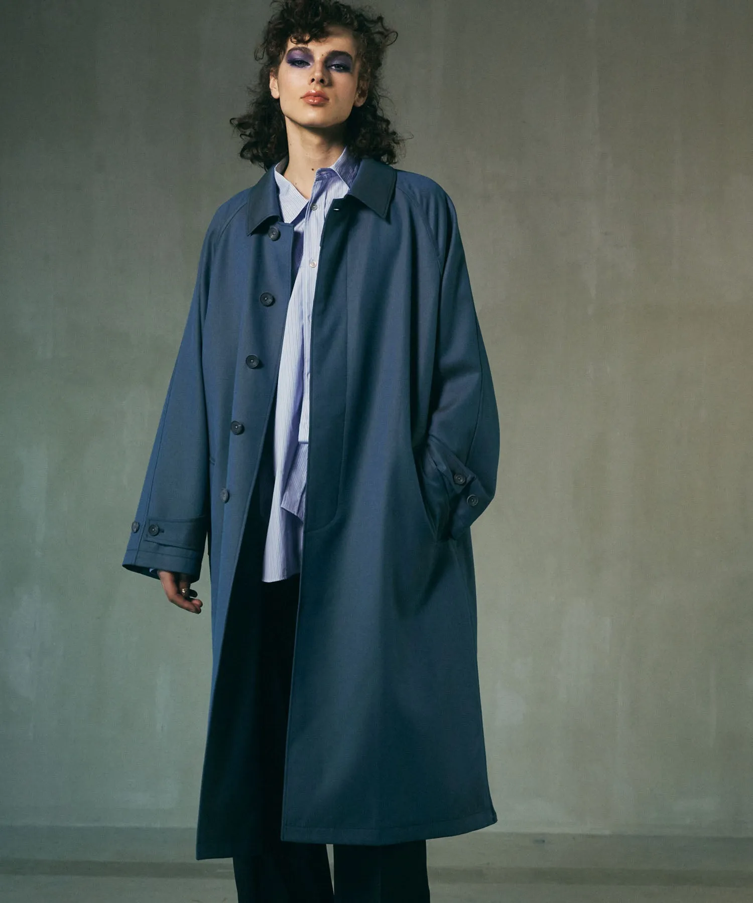 Prime-Over Wool Chambray Balmachan Coat