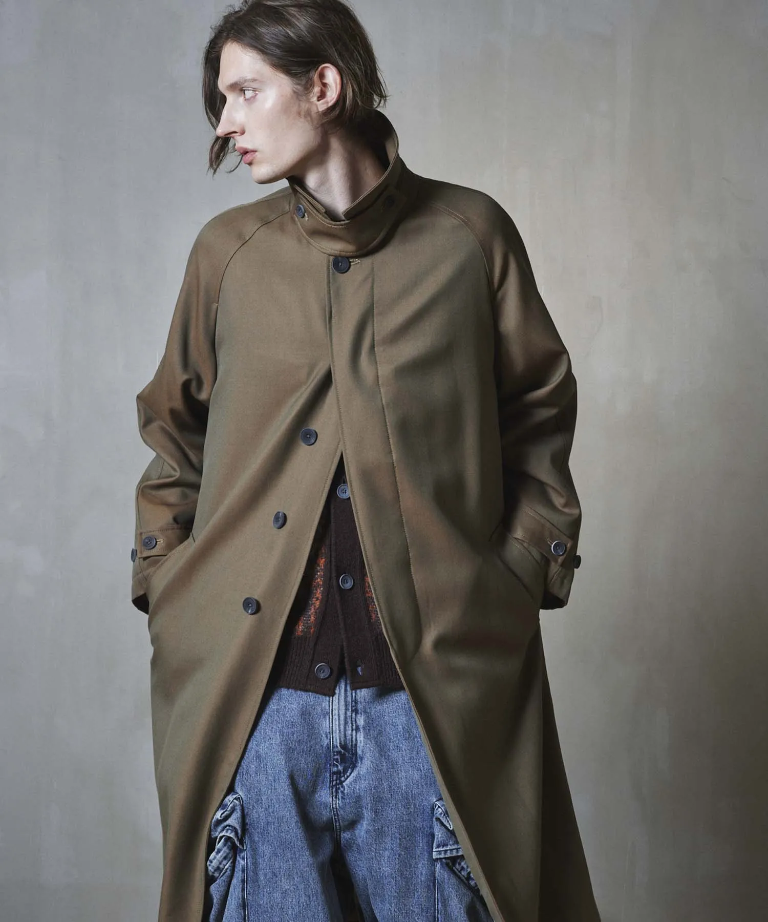 Prime-Over Wool Chambray Balmachan Coat