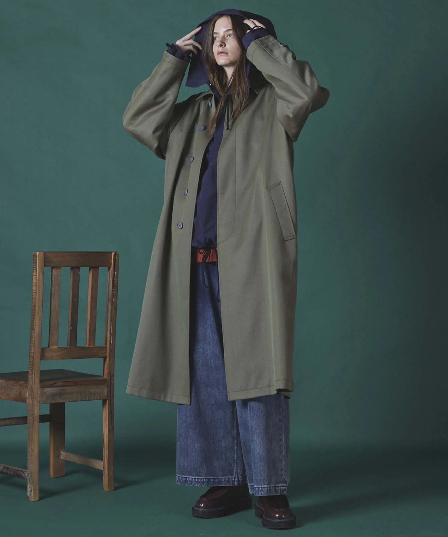 Prime-Over Wool Chambray Balmachan Coat