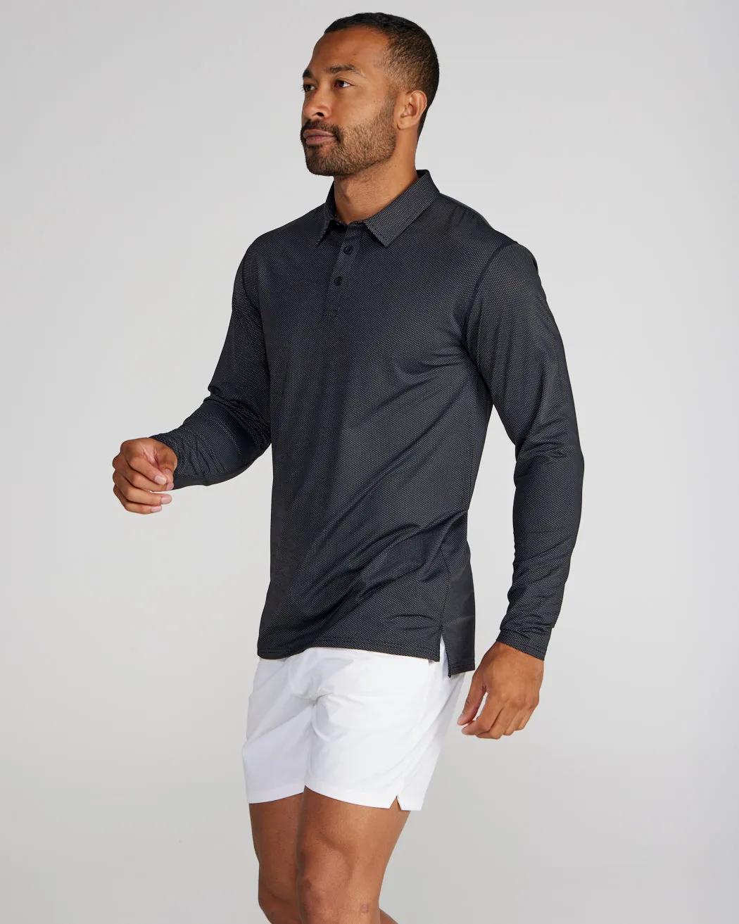 Pulse Long Sleeve Split-Hem Polo