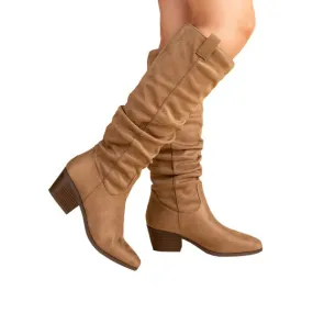 Qupid Montana Taupe Stretch Suede Boot