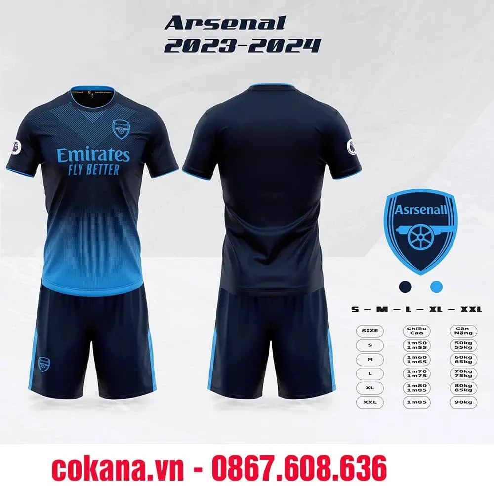 Quần áo bóng đá Arsenal thun lạnh Sao Việt 2023-24 - Xanh đen / S Xanh đen S