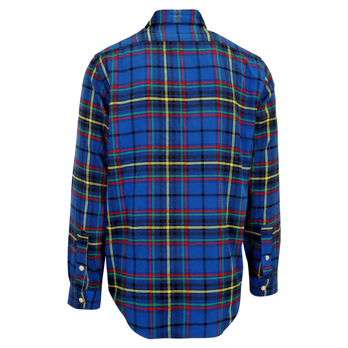 Ralph Lauren Men's Flannel Shirt Blue Plaid Yellow Red L/S (S01)