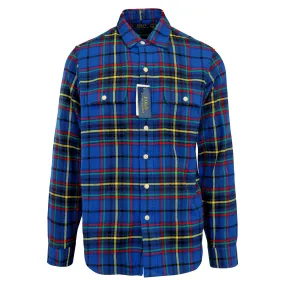 Ralph Lauren Men's Flannel Shirt Blue Plaid Yellow Red L/S (S01)