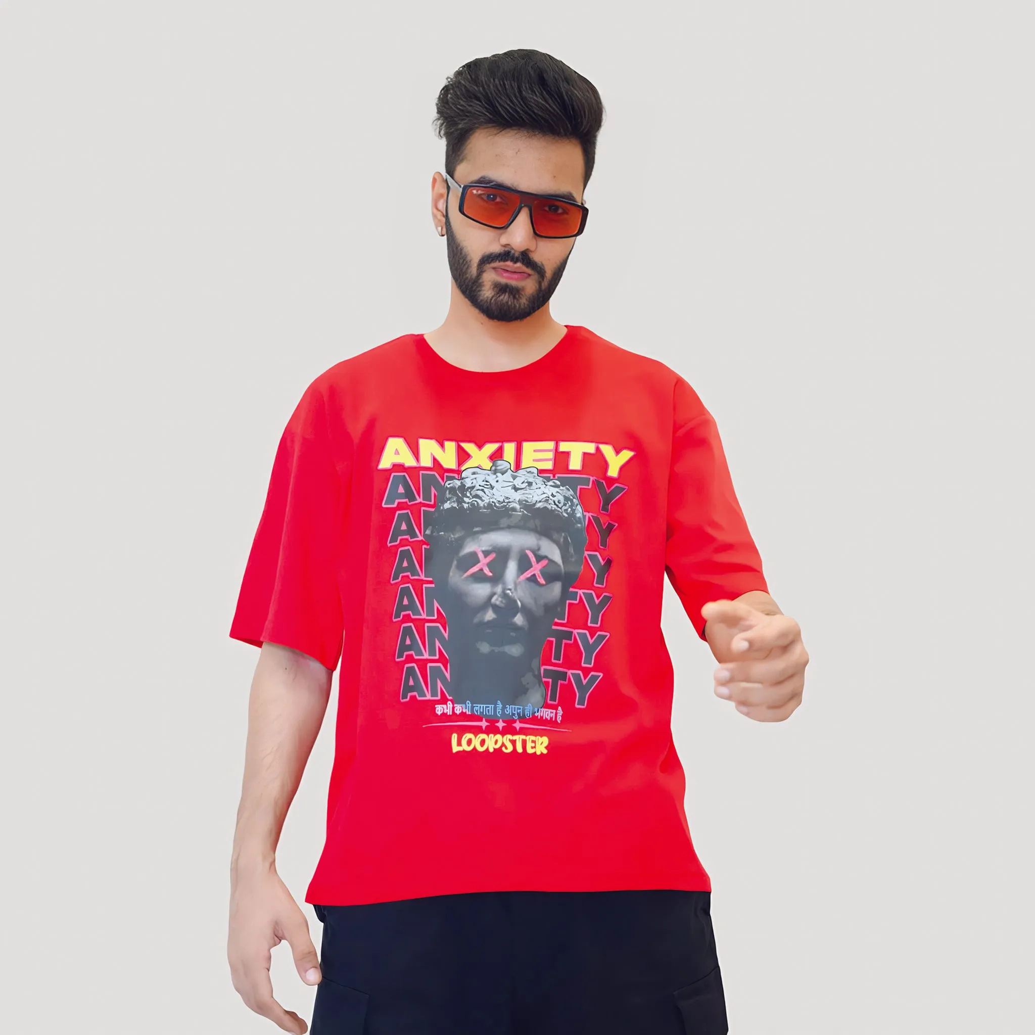 Red Unisex Relaxed Fit Anxiety T-shirt